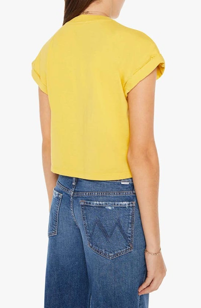 Shop Mother The Keep Rolling On Pocket Cotton T-shirt In Super Lemon