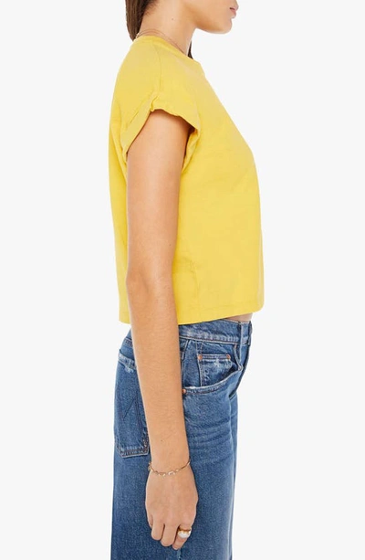 Shop Mother The Keep Rolling On Pocket Cotton T-shirt In Super Lemon