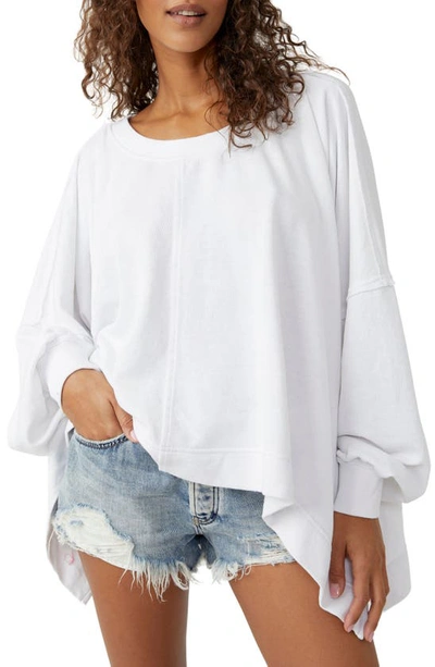 Shop Free People Daisy Oversize Cotton Blend Sweatshirt In Optic White