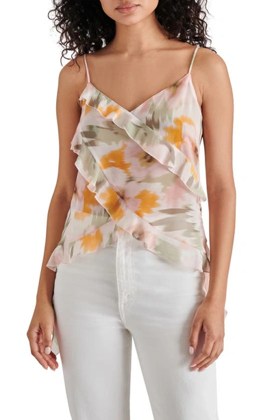 Shop Steve Madden Sal Abstract Floral Chiffon Camisole In Olive Multi