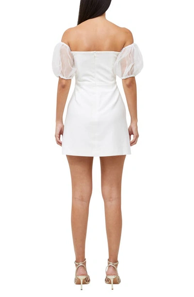 Shop French Connection Whisper Puff Sleeve Off The Shoulder Minidress In Summer White