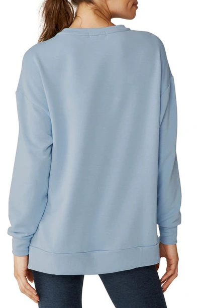 Shop Beyond Yoga Off Duty Fleece Sweatshirt In Hazy Sky