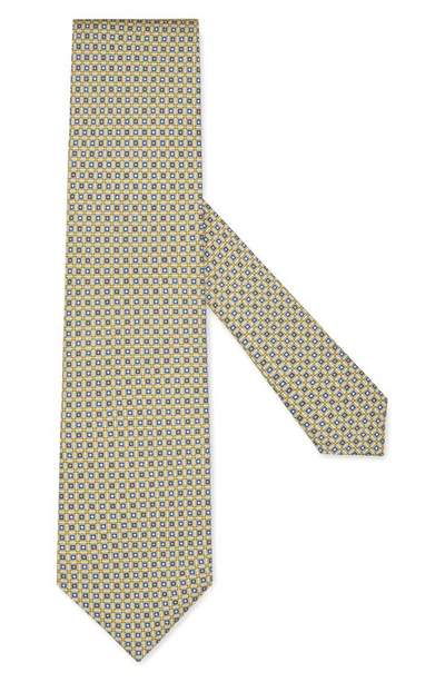Shop Zegna Medallion Silk Tie In Medium Yellow Fan