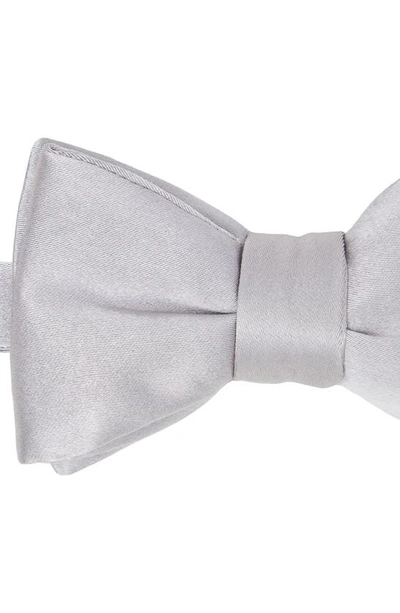 Shop Zegna Silk Bow Tie In Light Grey Solid