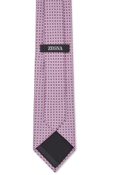 Shop Zegna Medallion Silk Tie In Medium Pink Fan