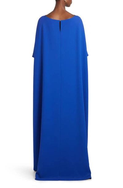 Shop Valentino Silk Cape Gown In Zaffiro