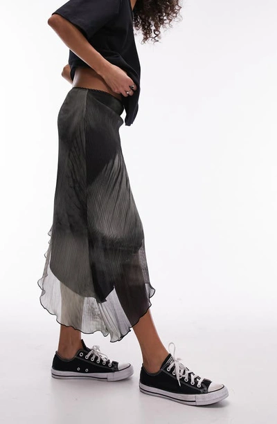 Shop Topshop Asymmetric Mesh Midi Skirt In Black