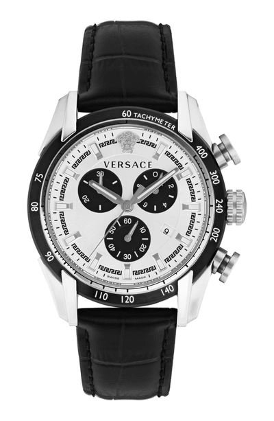 Shop Versace Men's V-ray 44mm Quartz Watch In Black