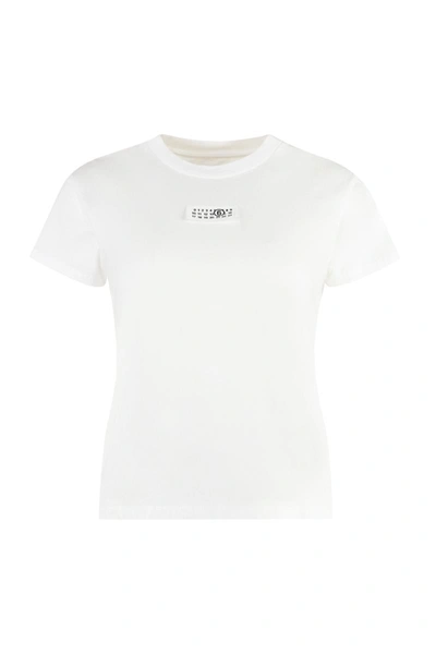 Shop Mm6 Maison Margiela Cotton Crew-neck T-shirt In White