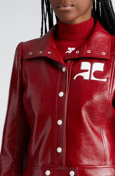 Courrèges Reedition Coated Cotton-blend Jacket In Red