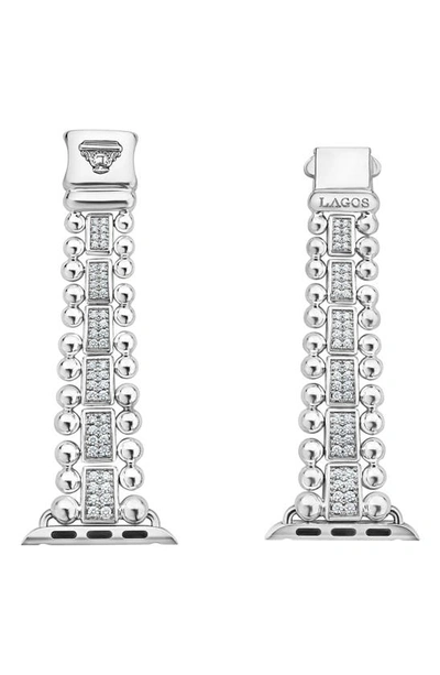 Shop Lagos Smart Caviar Sterling Silver & Diamond Apple Watch® Watchband In Silver/ Diamond