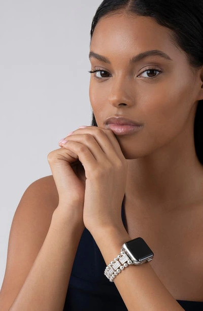 Shop Lagos Smart Caviar Sterling Silver & Diamond Apple Watch® Watchband In Silver/ Diamond