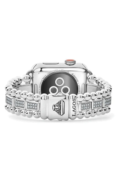 Shop Lagos Smart Caviar Sterling Silver & Diamond Apple Watch® Watchband In Silver/ Diamond