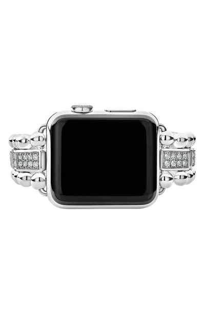 Shop Lagos Smart Caviar Sterling Silver & Diamond Apple Watch® Watchband In Silver/ Diamond