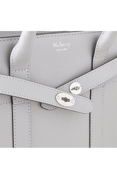 Shop Mulberry Mini Zipped Bayswater Leather Tote In Pale Grey