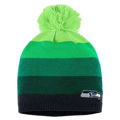 Shop Wear By Erin Andrews Neon Green Seattle Seahawks Ombre Pom Knit Hat And Scarf Set