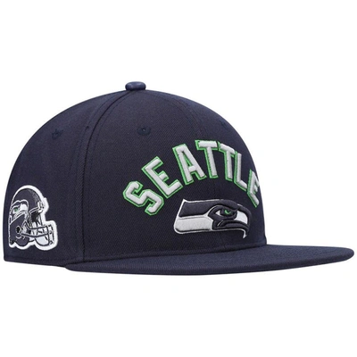 Shop Pro Standard College Navy Seattle Seahawks Stacked Snapback Hat