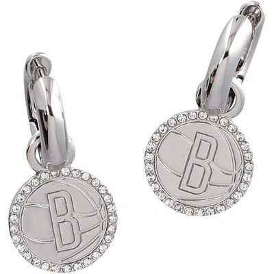 Shop Baublebar Brooklyn Nets Huggie Earrings In Silver