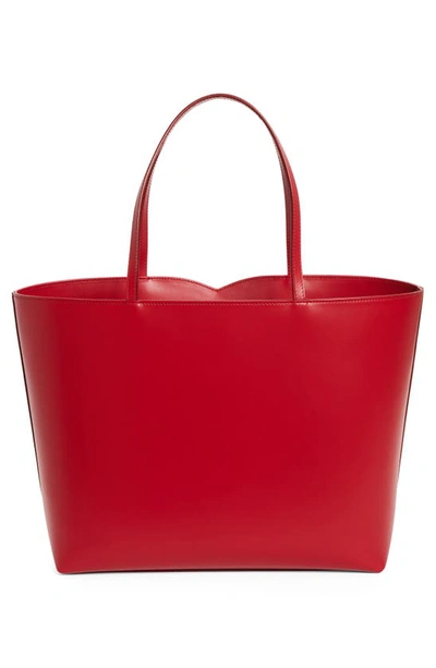 Shop Dolce & Gabbana Dg Logo Leather Tote In Red