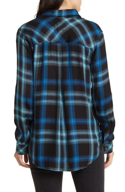 Shop Rails Hunter Plaid Button-up Shirt In Black Aqua Blue
