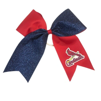 Shop Usa Licensed Bows St. Louis Cardinals Jumbo Glitter Bow With Ponytail Holder In Red
