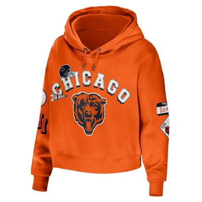 Shop Wear By Erin Andrews Orange Chicago Bears Plus Size Modest Cropped Pullover Hoodie