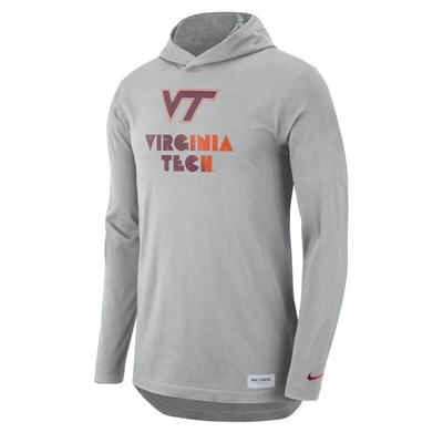 Shop Nike Gray Virginia Tech Hokies Campus Performance Hoodie Long Sleeve T-shirt