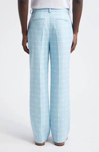 Shop Casablanca Straight Leg Wool Blend Trousers In Corydalis Blue