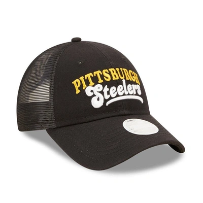 Shop New Era Black Pittsburgh Steelers Team Trucker 9forty Snapback Hat