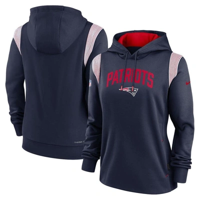 Shop Nike Navy New England Patriots Sideline Stack Performance Pullover Hoodie