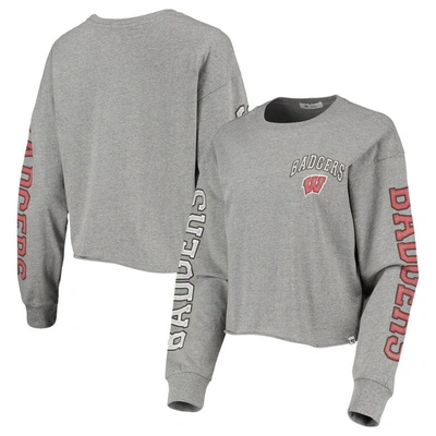 Shop 47 ' Heathered Gray Wisconsin Badgers Ultra Max Parkway Long Sleeve Cropped T-shirt In Heather Gray