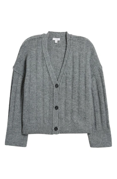 Shop Topshop Fluffy V-neck Cardigan In Grey