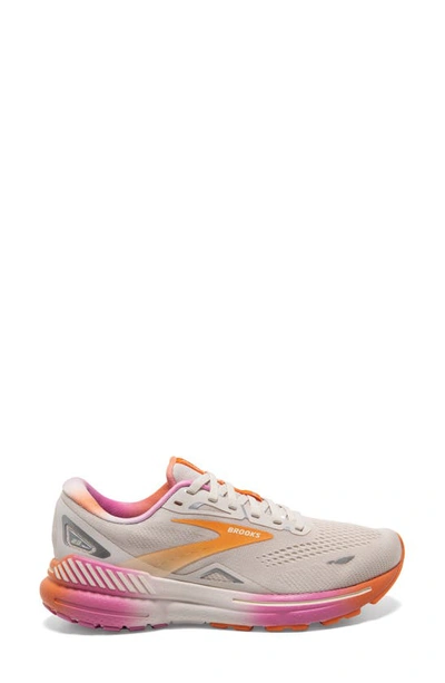 Brooks Adrenaline Gts 23 Sneaker In White Sand/ Sunset/ Fuchsia
