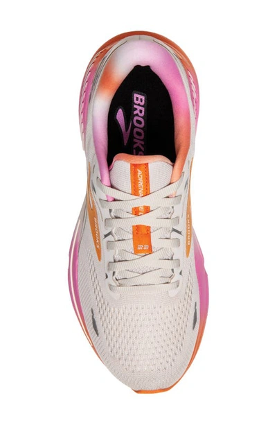 Brooks Adrenaline Gts 23 Sneaker In White Sand/ Sunset/ Fuchsia