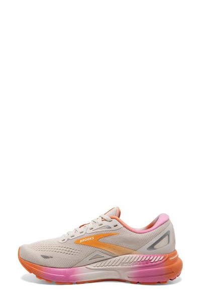 Brooks Adrenaline Gts 23 Sneaker In White Sand/ Sunset/ Fuchsia