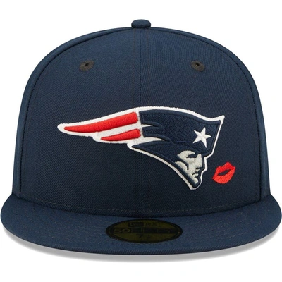 Shop New Era Navy New England Patriots Lips 59fifty Fitted Hat