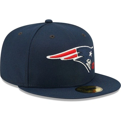Shop New Era Navy New England Patriots Lips 59fifty Fitted Hat