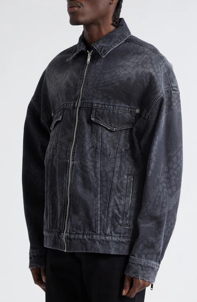 Shop Givenchy Year Of The Dragon Oversize Denim Jacket In Black