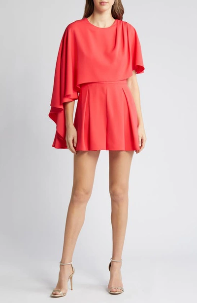 Shop Black Halo Rayna Drape Romper In Hot Coral