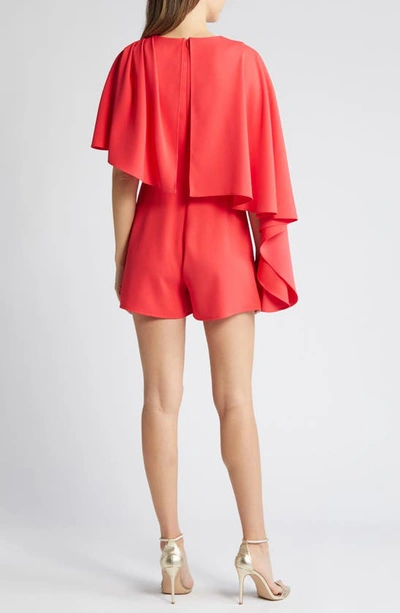 Black Halo Rayna Drape Romper In Hot Coral