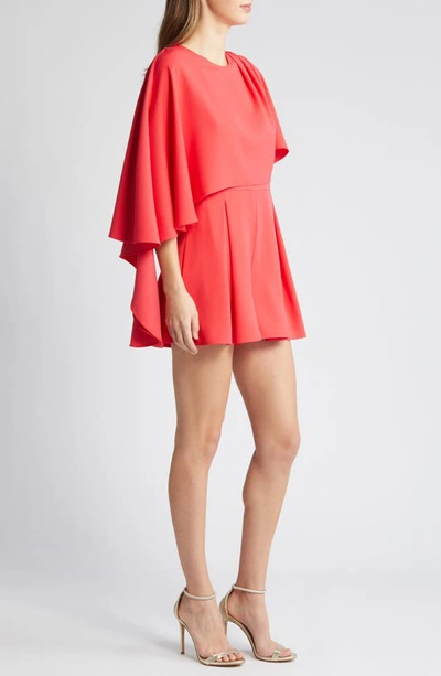 Black Halo Rayna Drape Romper In Hot Coral