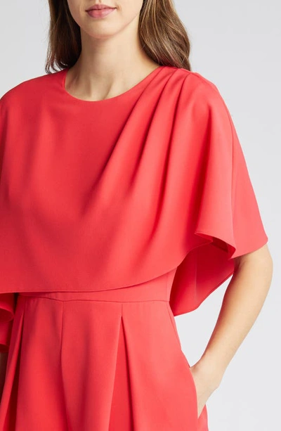 Black Halo Rayna Drape Romper In Hot Coral
