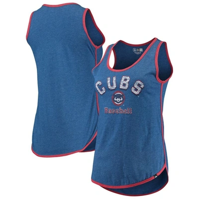 Shop New Era Heathered Royal Chicago Cubs Contrast Binding Scoop Neck Tank Top