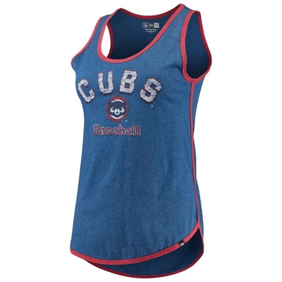 Shop New Era Heathered Royal Chicago Cubs Contrast Binding Scoop Neck Tank Top