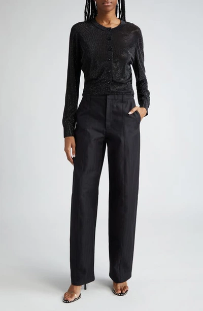 Alexander Wang Relaxed Fit Hot Fix Crop Cardigan In Black