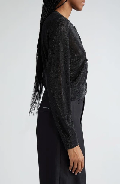 Alexander Wang Relaxed Fit Hot Fix Crop Cardigan In Black