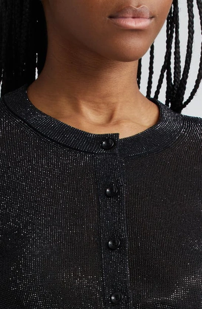 Alexander Wang Relaxed Fit Hot Fix Crop Cardigan In Black