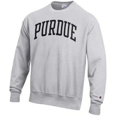 Shop Champion Heathered Gray Purdue Boilermakers Arch Reverse Weave Pullover Sweatshirt In Heather Gray