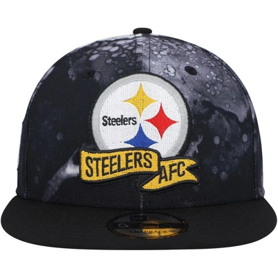 Shop New Era Pittsburgh Steelers 2022 Sideline 9fifty Ink Dye Snapback Hat In Black