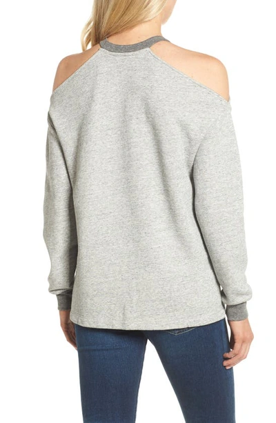 Shop Ag Gizi Cold Shoulder Sweatshirt In Heather Grey